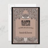 タイポグラフィ西部の田舎の結婚式の日付を保存 案内ポストカード (正面/裏面)