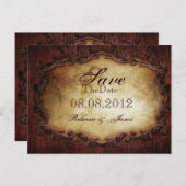 タイポグラフィ西部の田舎の結婚式の日付を保存 案内ポストカード (正面/裏面)