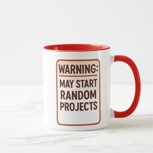 タイポグラフィ'警告s: May Start Random Projects' マグカップ (右)