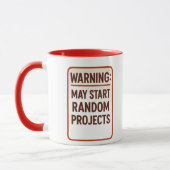 タイポグラフィ'警告s: May Start Random Projects' マグカップ (左)