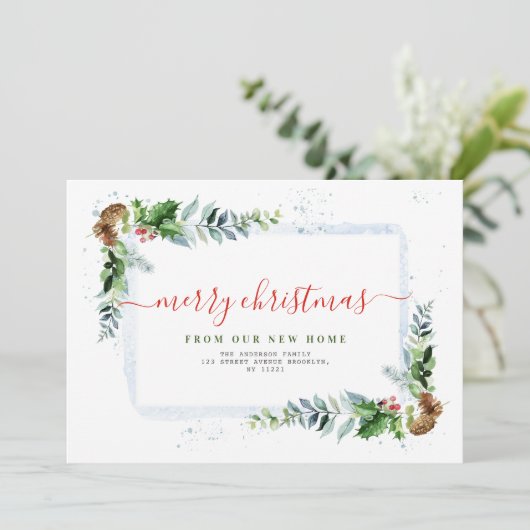 タイポグラフィ赤いクリスマス感動的な発表 シーズンカード (スタンド正面)