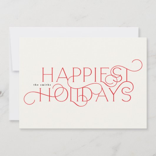 タイポグラフィ赤エレガント一伝統的枚ハッピー シーズンカード (正面)