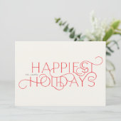 タイポグラフィ赤エレガント一伝統的枚ハッピー シーズンカード (スタンド正面)