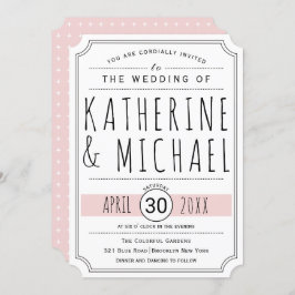 タイポグラフィ赤面ピンク逆結婚角 招待状