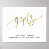 タイポグラフィ金ゴールドガントバスルーム標識 ポスター (正面)