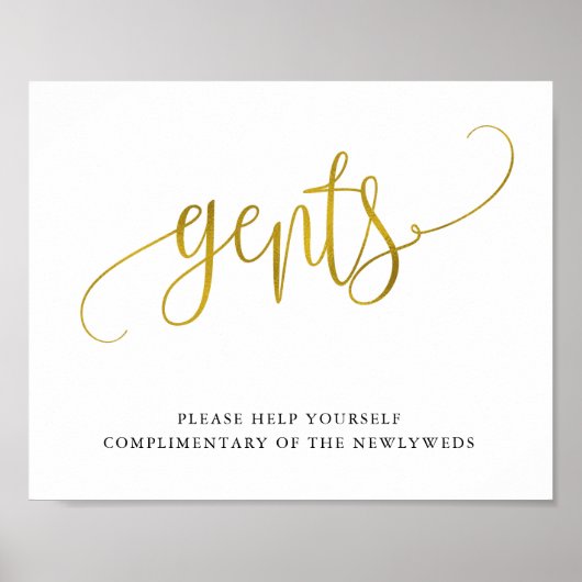 タイポグラフィ金ゴールドガントバスルーム標識 ポスター (正面)