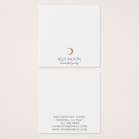 タイポグラフィ金ゴールドムーンイヤリングジュエリースクエア (正面&裏面)