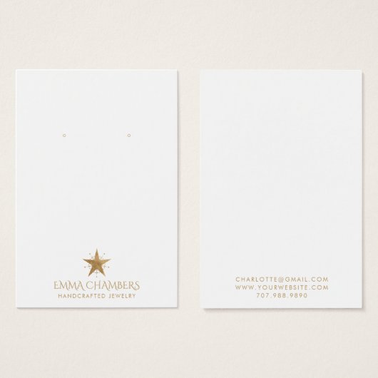 タイポグラフィ金ゴールドムーンイヤリングジュエリー表示カード (正面&裏面)