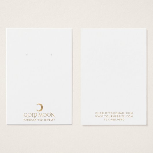 タイポグラフィ金ゴールドムーンイヤリングジュエリー表示カード (正面&裏面)
