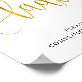 タイポグラフィ金ゴールドレディースバスサイン ポスター (角)