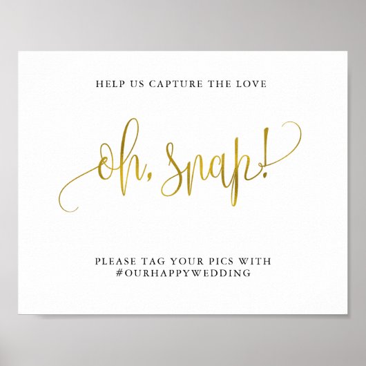 タイポグラフィ金ゴールド結婚のoh snap capture love ポスター (正面)