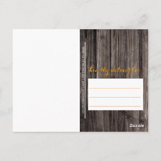 タイポグラフィ金ゴールド | Wood 2023卒業ありがとうございました ポストカード (裏面)