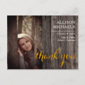 タイポグラフィ金ゴールド | Wood 2023卒業ありがとうございました ポストカード (正面)