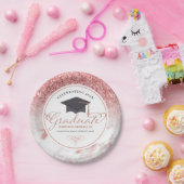 タイポグラフィ院生バラ-金ゴールドグリッター&大理石 ペーパープレート (パーティー)