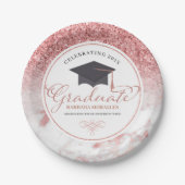 タイポグラフィ院生バラ-金ゴールドグリッター&大理石 ペーパープレート (正面)