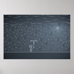 タイポグラフィ雨 ポスター