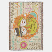 タイポグラフィ雪だるまメリーズオールホリデースロー スローブランケット (正面縦)