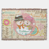 タイポグラフィ雪だるまレットイットスノーホリデースロー スローブランケット (正面)