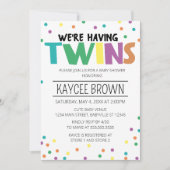 タイポグラフィ鮮やかは双子の赤ちゃんシャワーを持っている 招待状 (正面)