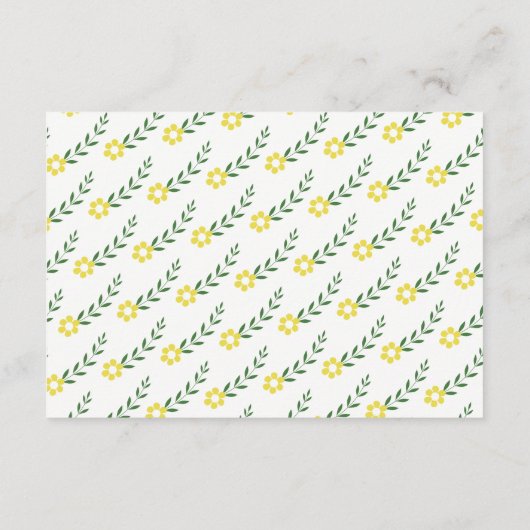 タイポグラフィ黄フローラ結婚の詳細挿入 エンクロージャーカード (裏面)