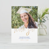 タイポグラフィ2フォトネイビーブルーと金ゴールド卒業 サンキューカード (スタンド正面)