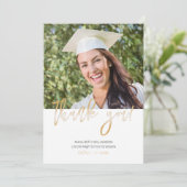 タイポグラフィ2フォトブラックと金ゴールド卒業 サンキューカード (スタンド正面)