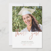 タイポグラフィ2写真セージとバラ金ゴールドの卒業 サンキューカード (正面)