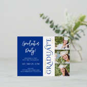 タイポグラフィ3写真海軍卒業党 箔招待状ポストカード (立ち正面)