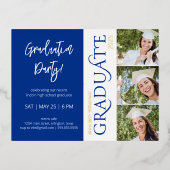 タイポグラフィ3写真海軍卒業党 箔招待状ポストカード (正面)