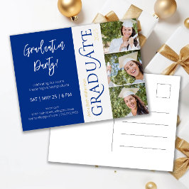 タイポグラフィ3写真海軍卒業党 箔招待状ポストカード