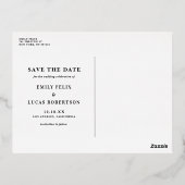 タイポグラフィ3枚の写真コラージュ日付の保存 箔招待状ポストカード (裏面)