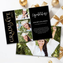 タイポグラフィ4フォトブラックと金ゴールド卒業