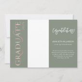 タイポグラフィ4写真セージとバラ金ゴールドの卒業 案内状 (正面)