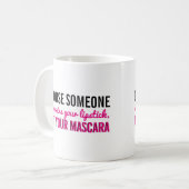 タイポグラフィ|のガーリーな引用文の口紅のマスカラの化粧 コーヒーマグカップ (正面左)