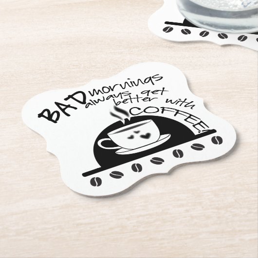 タイポグラフィ|の朝はコーヒーとよりよくなります ペーパーコースター (アングル)