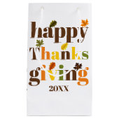 タイポグラフィ、カラフル紅葉感謝祭 スモールペーパーバッグ (正面)