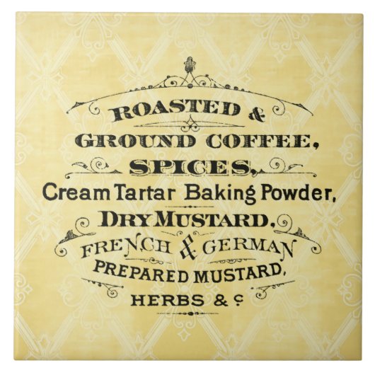 タイポグラフィ·コーヒー·スパイス·ヴィンテージ広告 タイル (正面)