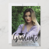 タイポグラフィ スクリプト フロント/バック フォト 卒業 ご招待 招待状 (正面)