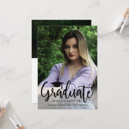 タイポグラフィ スクリプト フロント/バック フォト 卒業 ご招待 招待状