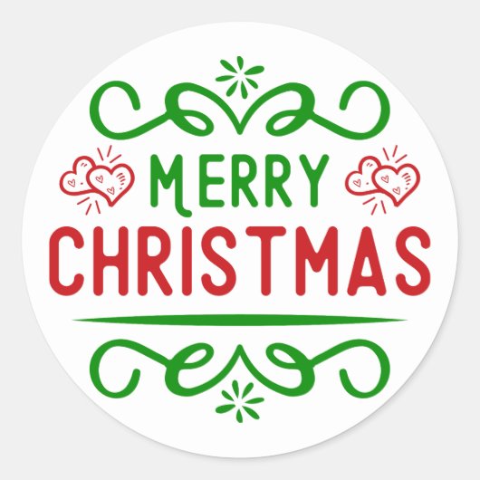 タイポグラフィ メリークリスマス ラウンドシール (正面)