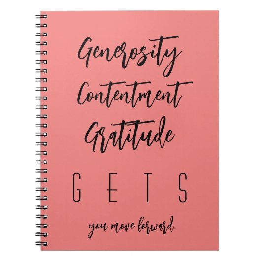 タイポグラフィ●寛大な満足の感謝● ノートブック (正面)