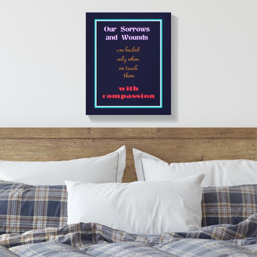 タイポグラフィ – 思感動的いやりについての引用文 キャンバスプリント (インサイチュ (寝室))