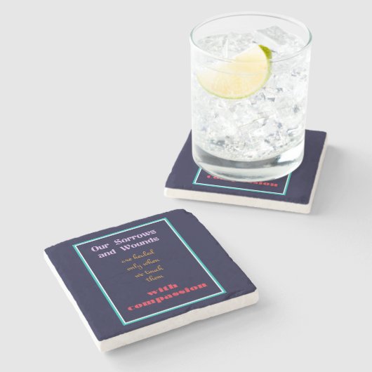 タイポグラフィ – 思感動的いやりについての引用文 ストーンコースター (横)