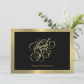 タイポグラフィ、金ゴールド、黒の背景に感謝 サンキューカード (スタンド正面)