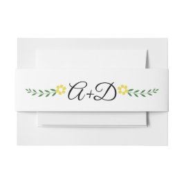 タイポグラフィ、黄色の花とイニシャル結婚ズ 招待状ベリーバンド