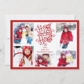 タイポグラフィHO HO HO 5フォトクリスマスホリデーカード 招待状 (正面)