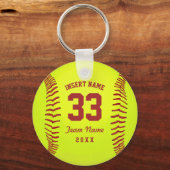 タイポグラフィSoftballチームレッド キーホルダー (裏面)