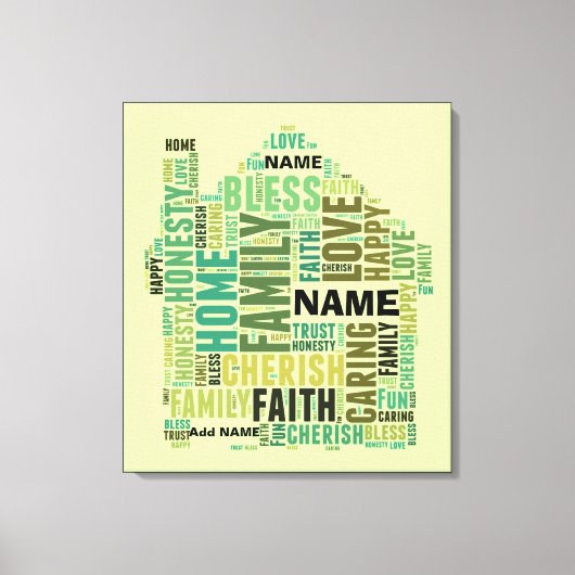 タイポグラフィWordクラウドホームの名前の追カスタマイズ加 キャンバスプリント (正面)