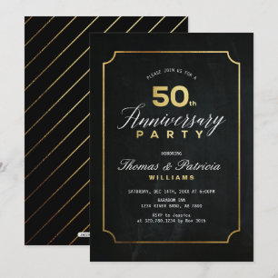 タイポグラフ ゴールド 50周年 結婚記念日 招待状