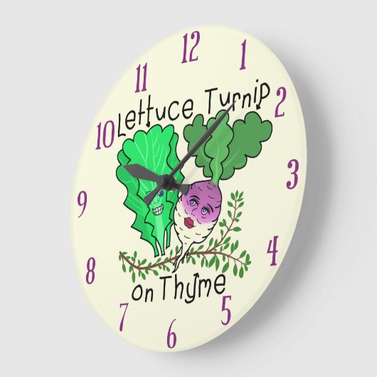 タイムおもしろいプンスクール教室のレタス・カブ ラージ壁時計 (傾斜)
